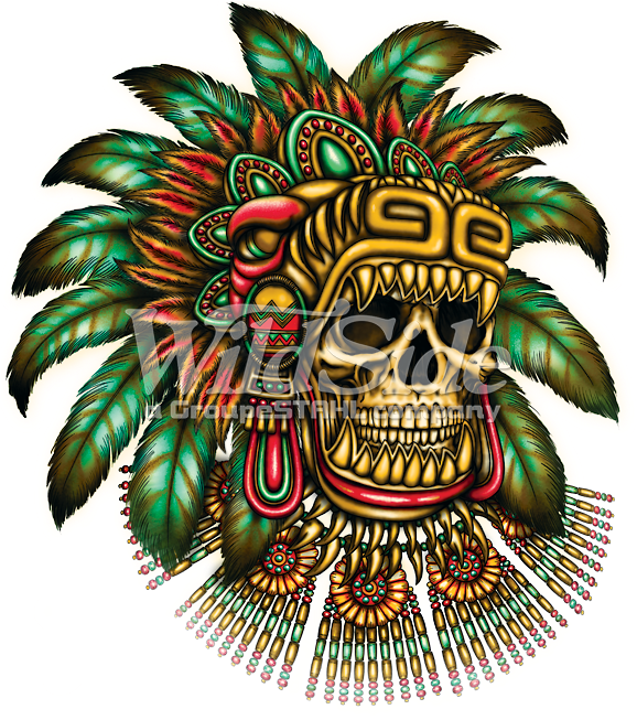Transparent Side Skull Png - Aztec Goddess Jaguar Aztec Warrior Tattoo, Png Download - Transparent PNG Free Download