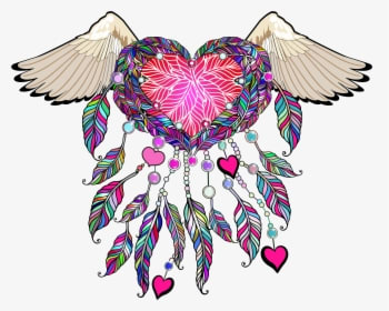 Feather Clipart Boho - Dream Catcher With Angel Wings Tattoo, HD Png Download - Transparent PNG Free Download