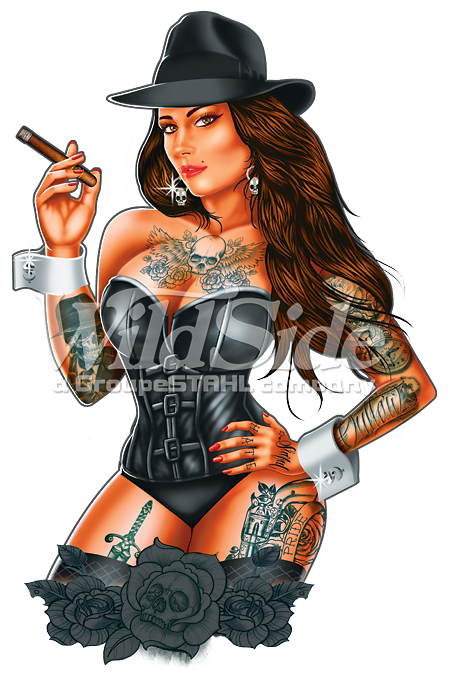 Pinup Girl Png - Gangster Pin Up Girl Tattoo, Transparent - Transparent PNG Free Download