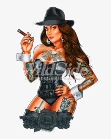 Pinup Girl Png - Gangster Pin Up Girl Tattoo, Transparent - Transparent PNG Free Download
