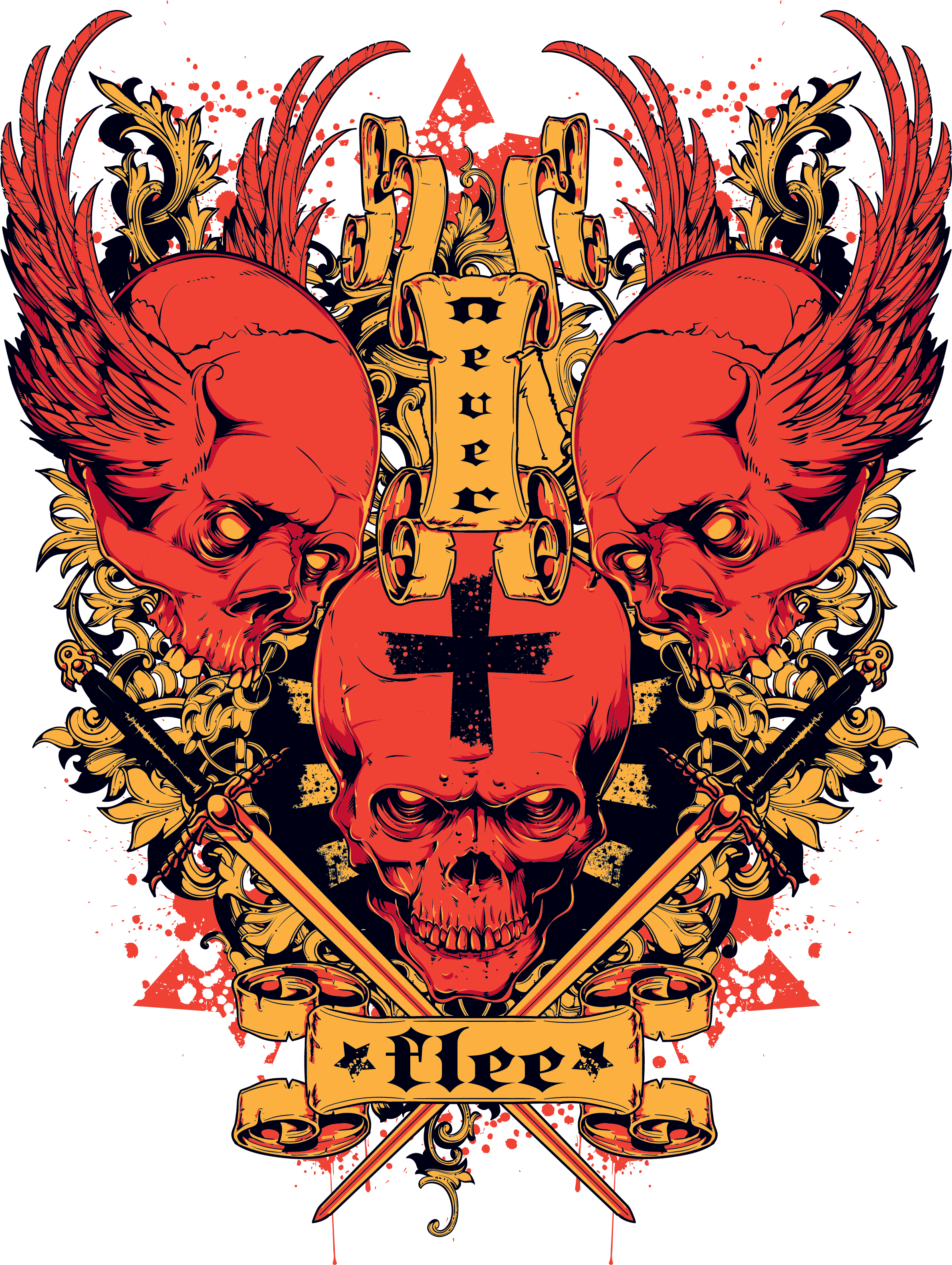 Body Prints Art Skull Flash Abziehtattoo Red Clipart - Temporary Tattoo, HD Png Download - Transparent PNG Free Download