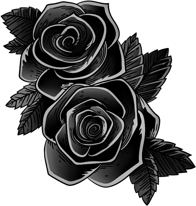 ##blackandwhite #black #roses #eose #blackroses #blackrose - Purple And Blue Rose Tattoo Design, HD Png Download - Transparent PNG Free Download