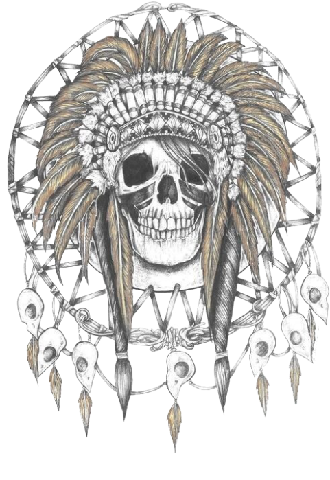 Skull Dream Catcher Tattoo - Indian Skull Dream Catcher, HD Png Download - Transparent PNG Free Download
