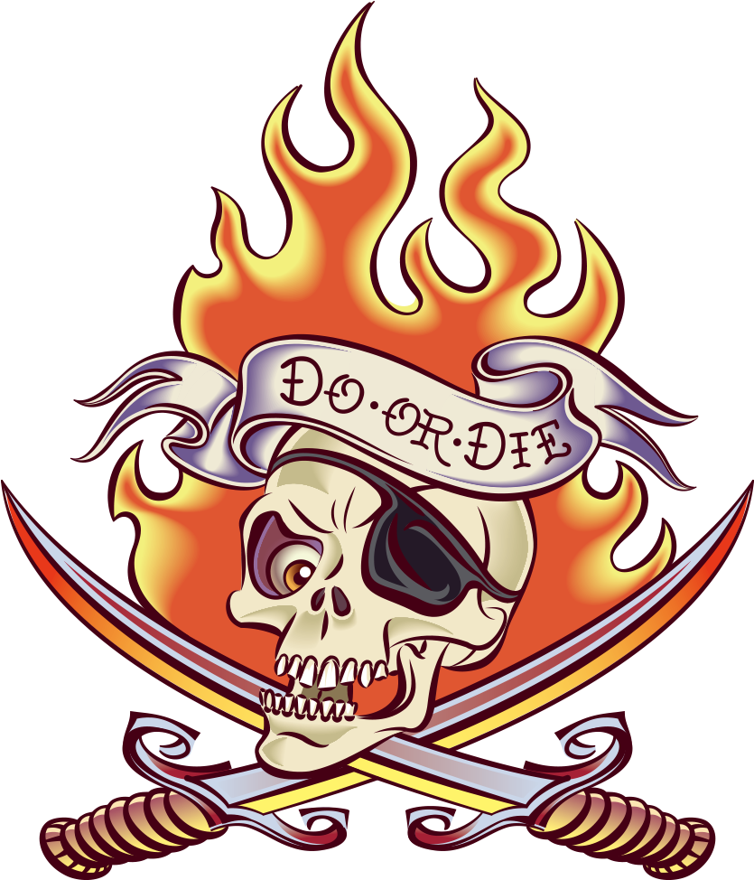 Old School Flame Illustration - Old School Skull Designs Tattoo, HD Png Download - Transparent PNG Free Download