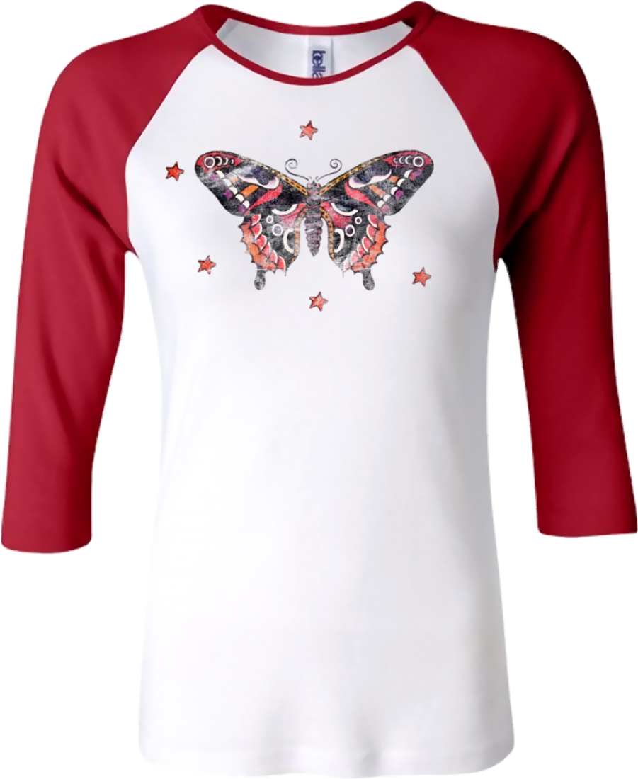 Butterfly Tattoo Women"s Baseball Shirt - Daddy's Little Monster T Shirt India, HD Png Download - Transparent PNG Free Download