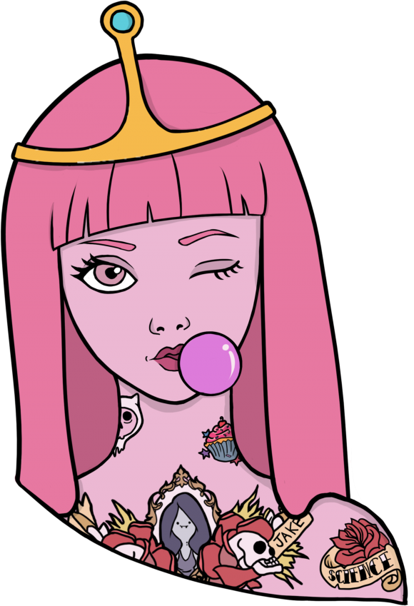 #princess #bubblegum #adventure Time #picsart #freetoedit - Princess Bubblegum With Tattoo, HD Png Download - Transparent PNG Free Download