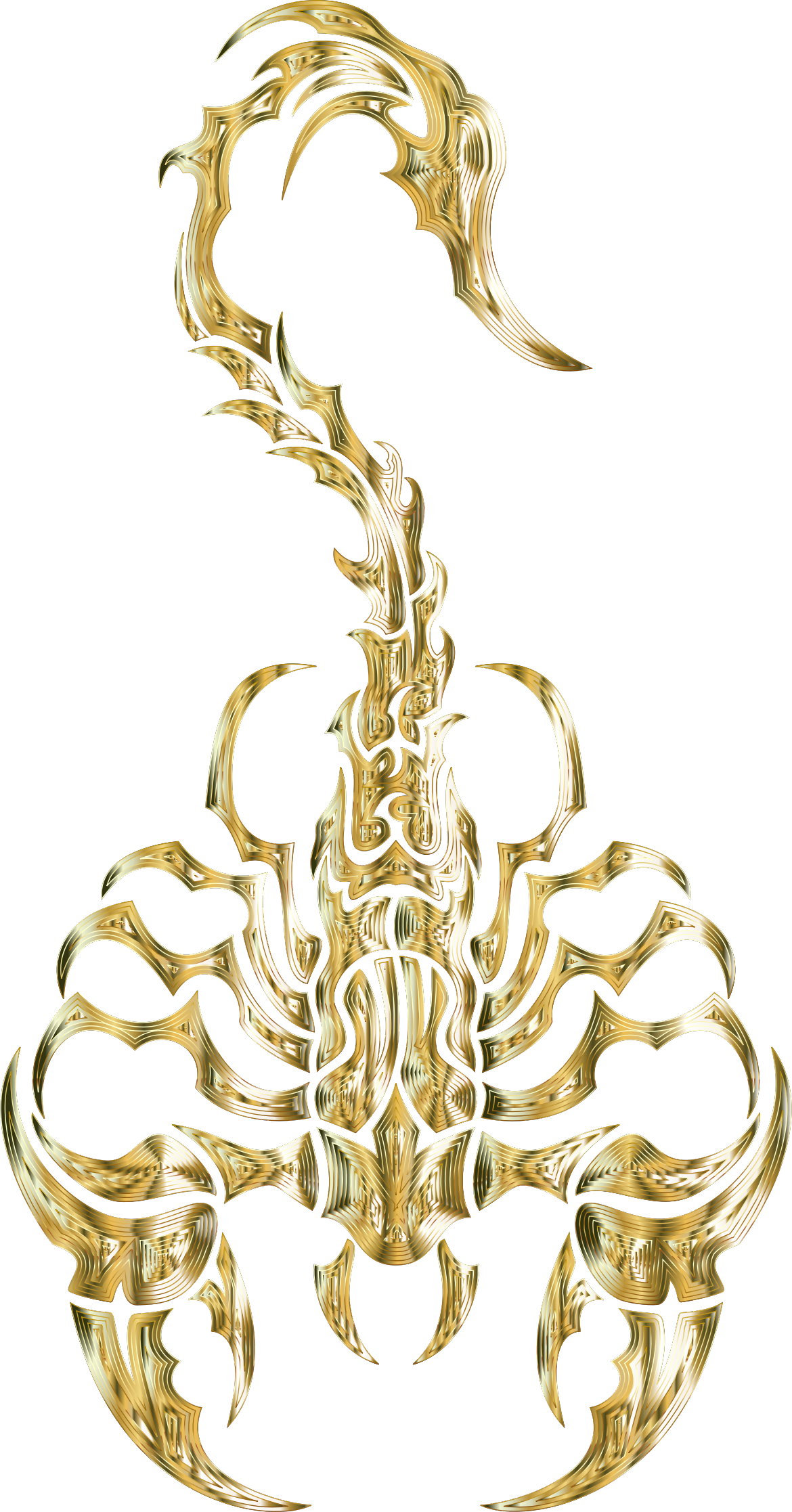 Sleek Tribal Scorpion Gold 2 Clip Arts - Tribal Scorpion Tattoo Design, HD Png Download - Transparent PNG Free Download