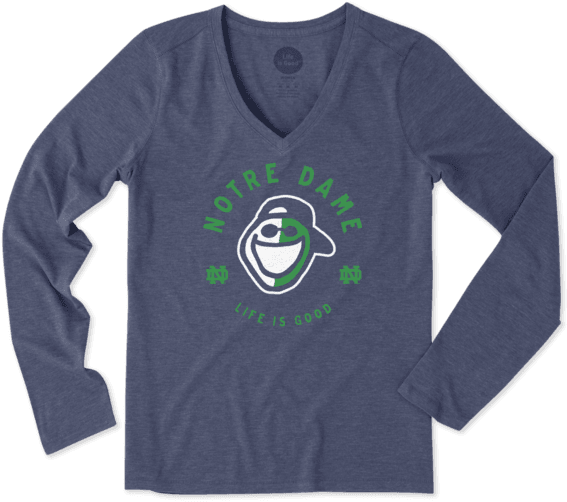 Women"s Notre Dame Face Paint Long Sleeve Cool Vee - Villanova Wildcats, HD Png Download - Transparent PNG Free Download