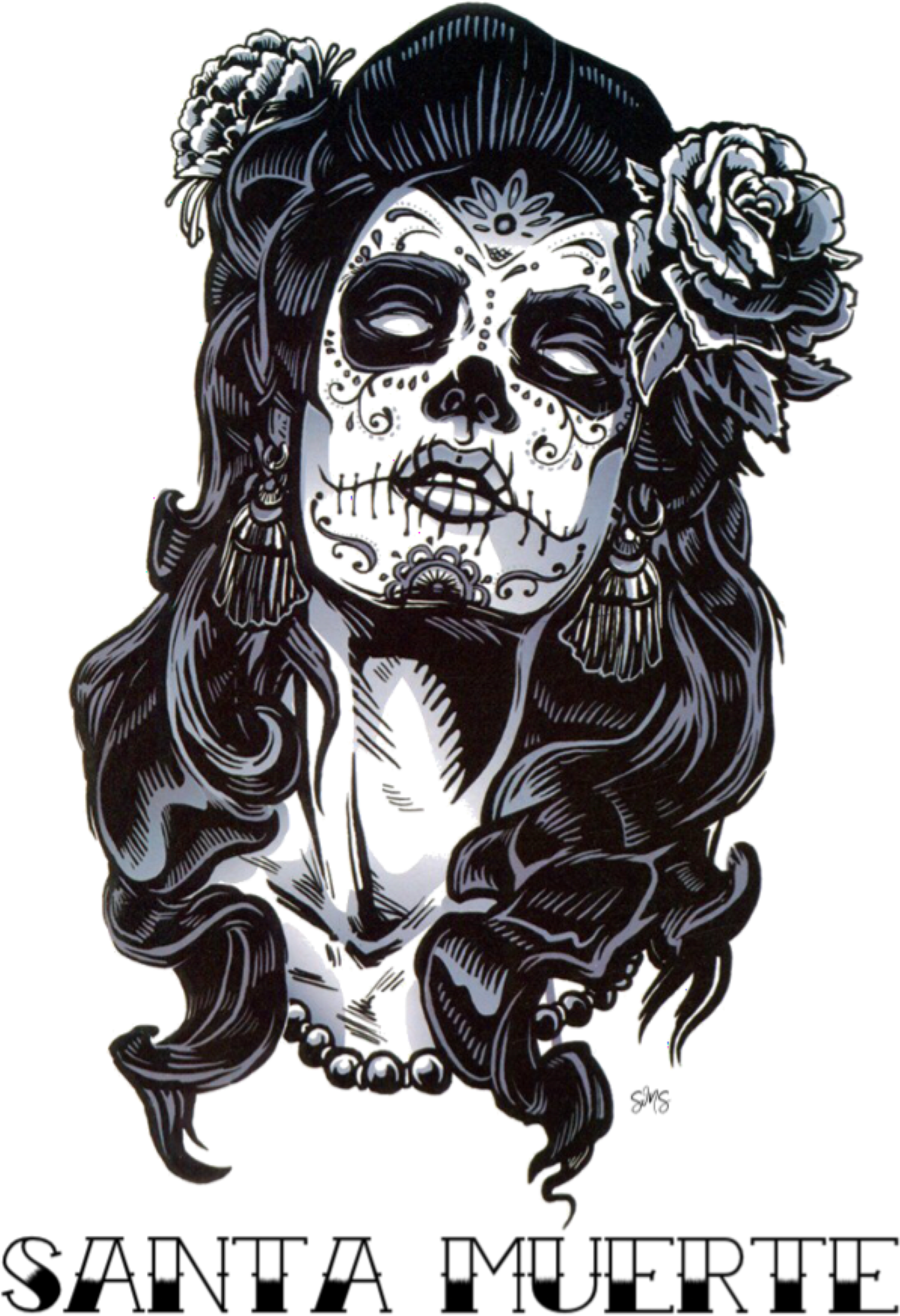 Graphic-image - Santa Muerte Tattoo Png, Transparent - Transparent PNG Free Download