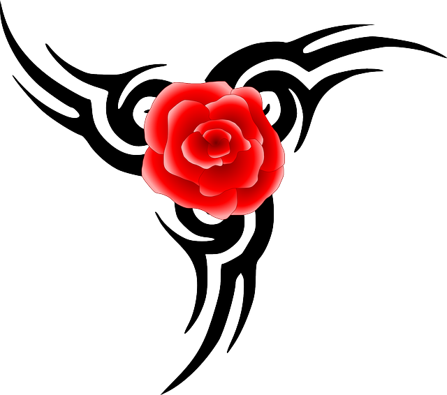 Red, Black, Celtic, Tribal, Blue, Simple, Small - Tribal Red Rose Tattoo, HD Png Download - Transparent PNG Free Download