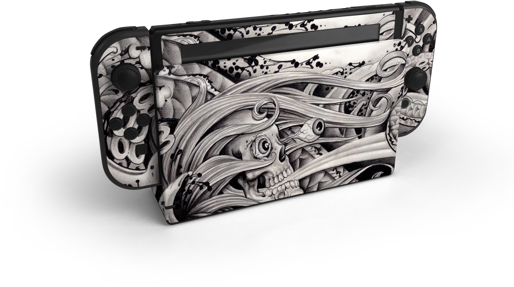 Nintendo Switch Skull Tattoo Skin Decal Kit" Class="lazyload - Engagement Ring, HD Png Download - Transparent PNG Free Download