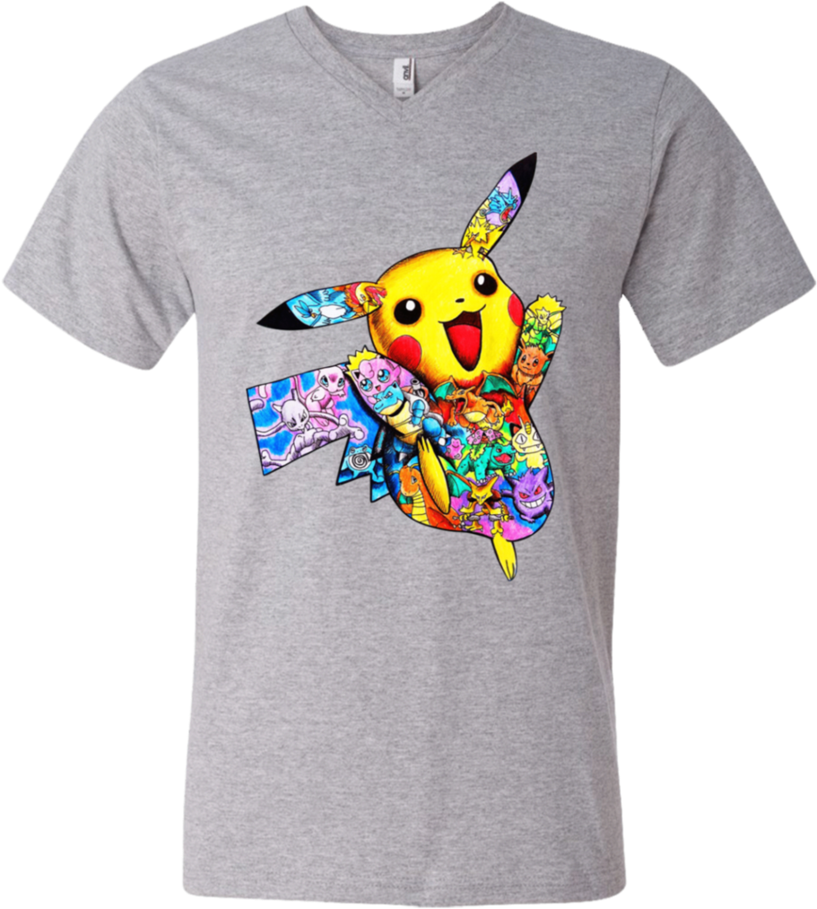 Pikachu Tattoo 982 Men"s Printed V Neck T Shirt - Bugs Bunny Lola T Shirt, HD Png Download - Transparent PNG Free Download