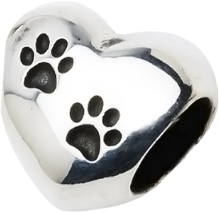 A Beautiful Sterling Silver Heart Charm With Two Paw - Purple Paw Print Tattoo, HD Png Download - Transparent PNG Free Download
