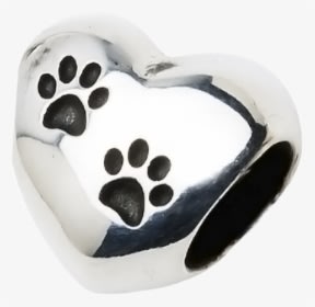 A Beautiful Sterling Silver Heart Charm With Two Paw - Purple Paw Print Tattoo, HD Png Download - Transparent PNG Free Download