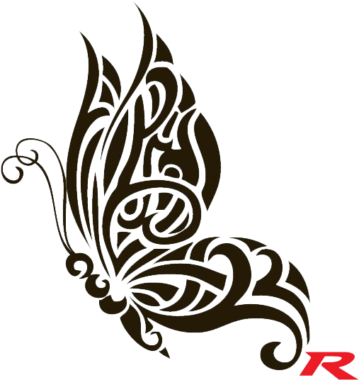 Black B Red R - Hawaiian Tattoo Butterfly Designs, HD Png Download - Transparent PNG Free Download