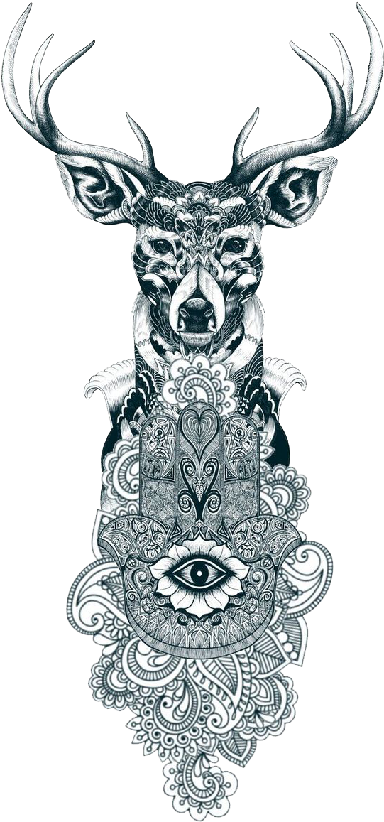 Reindeer Tattoo Drawing Gray Wolf - Animal Tattoo Mandalas, HD Png Download - Transparent PNG Free Download