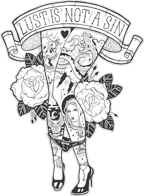 Drawing, Tattoo, And Black And White Image - Lust Is Not A Sin, HD Png Download - Transparent PNG Free Download