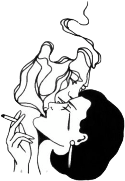 Girl Smoking Cigarette Drawing Clipart , Png Download - Girl Smoking Line Tattoo, Transparent - Transparent PNG Free Download