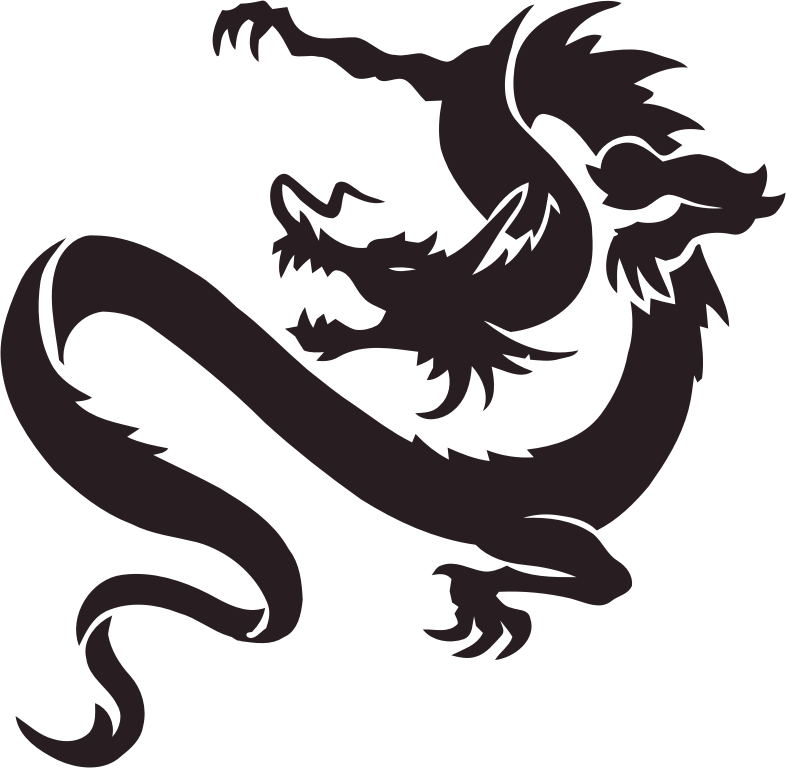 Art,silhouette,dragon - Chinese Dragon Tattoo Png, Transparent - Transparent PNG Free Download