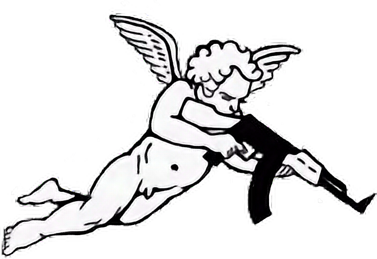 Baby Angel Ak 47 Gun Drawing Freetoedit - Angel With Gun Tattoo, HD Png Download - Transparent PNG Free Download