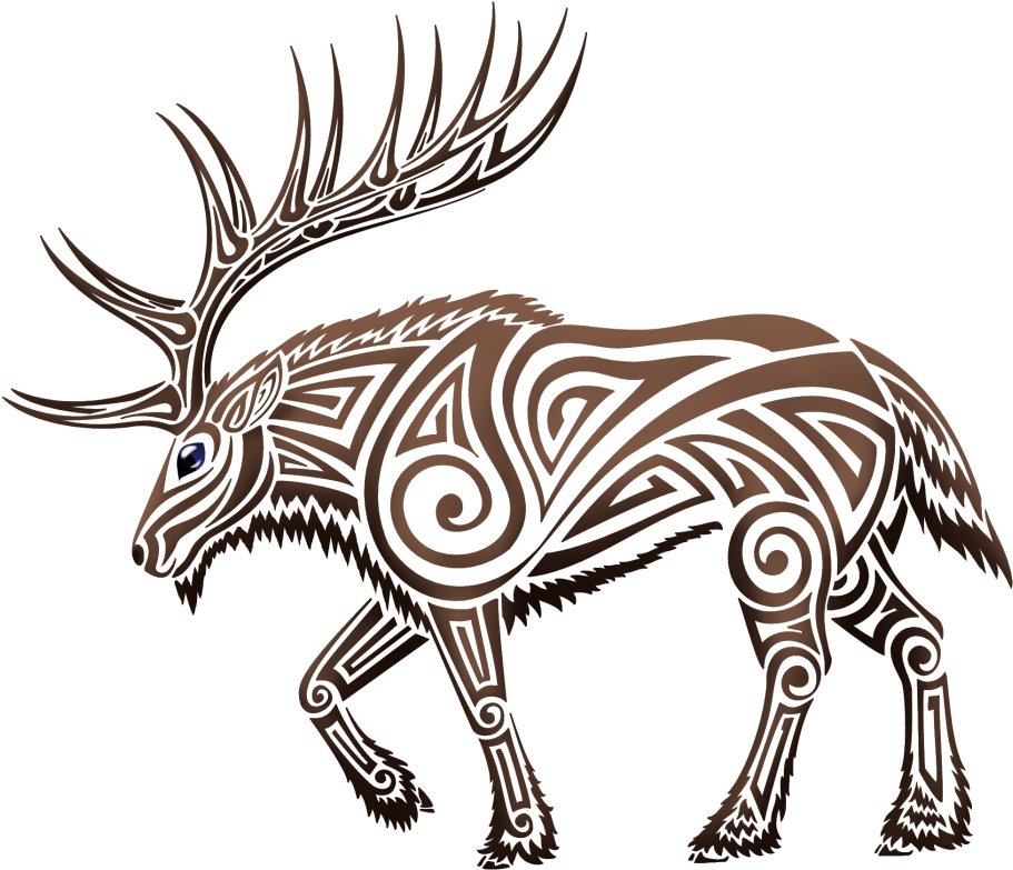 Forrest Drawing Moose - Elk Tribal Tattoo, HD Png Download - Transparent PNG Free Download