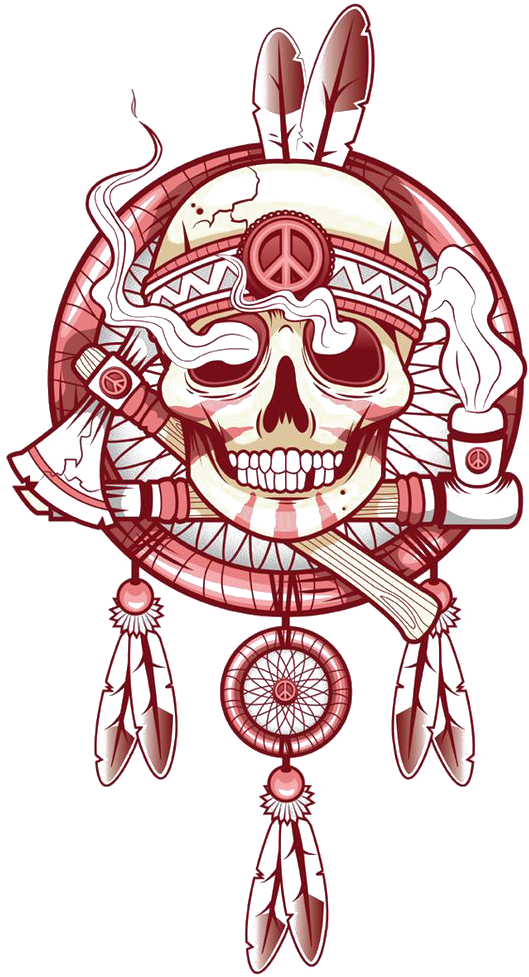Download Tattoo Art Skull T Shirt Indian Drawing Clipart - Dream Catchers With Skull Tattoo, HD Png Download - Transparent PNG Free Download