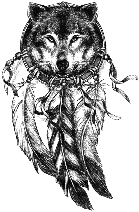 Gray Tattoo Dreamcatcher Wolf Avatar Drawing Clipart - Dream Catcher Tattoo Design, HD Png Download - Transparent PNG Free Download