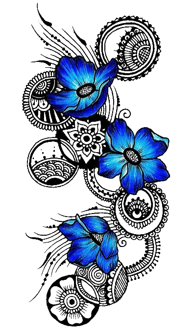 Tattoo Flower Symbol Flowers Scarification Drawing - Blue Flower Tribal Tattoo, HD Png Download - Transparent PNG Free Download