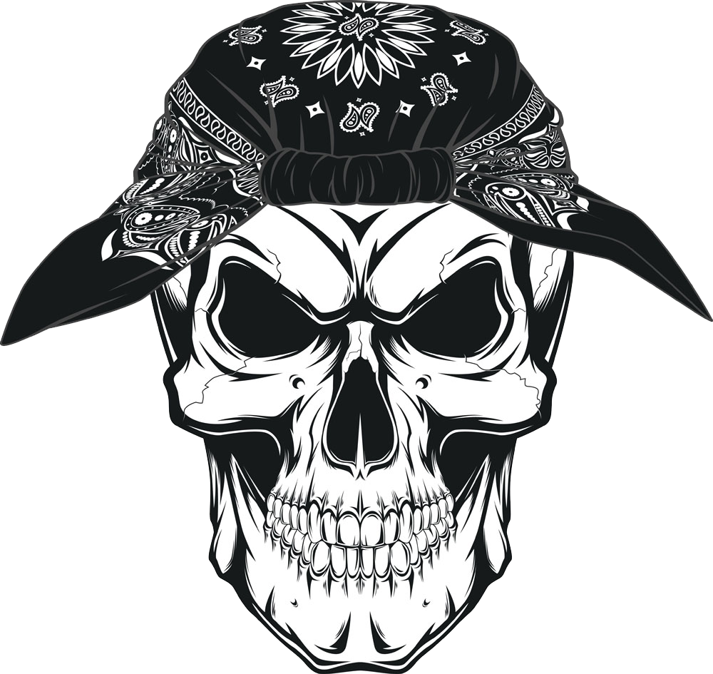Symbolism Kerchief Skull Human Drawing Png Image High - Skull Bandana Tattoo Design, Transparent - Transparent PNG Free Download