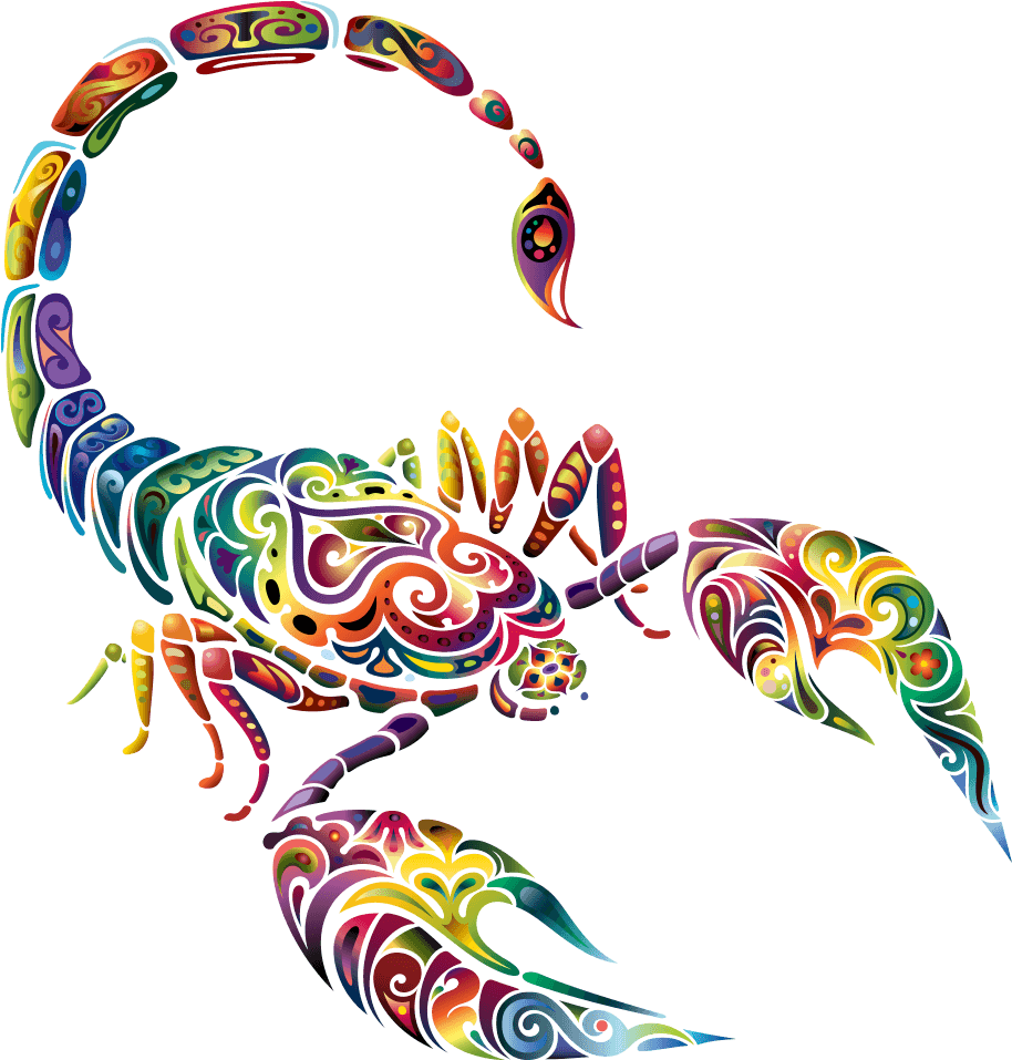 Transparent Scorpion Clip Art - Colored Scorpion Tattoo Design, HD Png Download - Transparent PNG Free Download