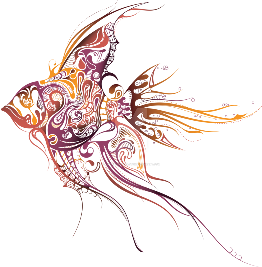 Clip Art Free Drawing Abstract Beautiful - Angelfish Tattoo, HD Png Download - Transparent PNG Free Download
