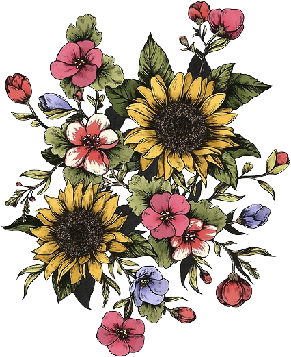 Tattoo Good Sunflower Trees Tumblr Vibes Design Clipart - Sunflower And Other Flowers, HD Png Download - Transparent PNG Free Download