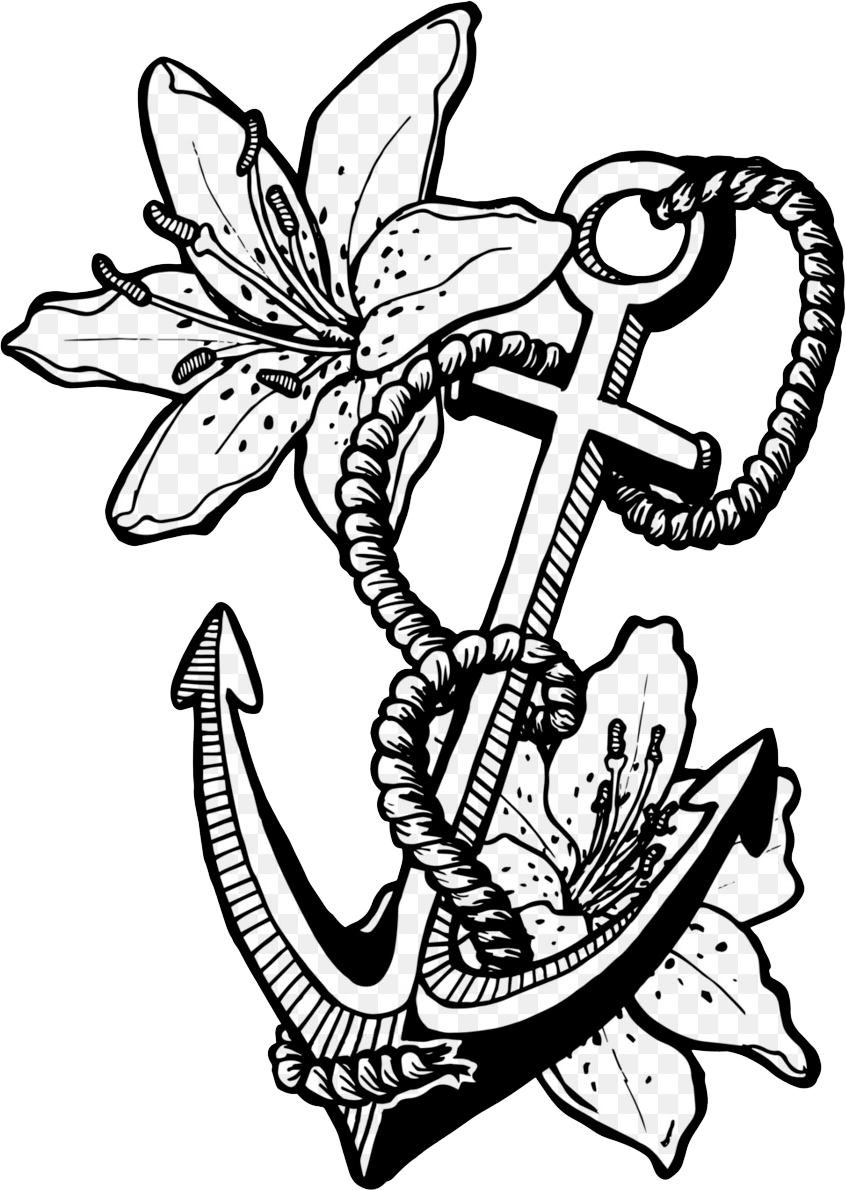 Dibujos Con Tatuajes De Ancla Y Flor En Con Tatuajes - Printable Coloring Pages For Adults Of Anchor, HD Png Download - Transparent PNG Free Download