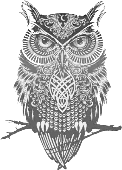 Great Horned Owl Tattoo Flash Idea - Owl Black And White, HD Png Download - Transparent PNG Free Download
