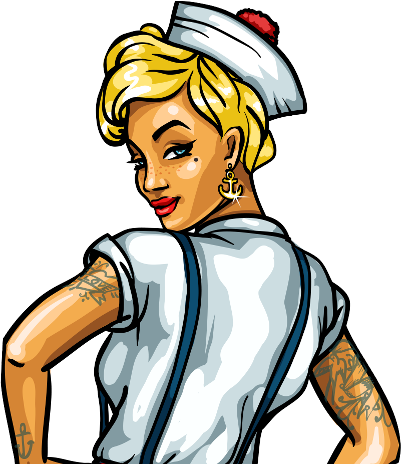 Tattoo Girl Png - Sailor Pin Up Vector, Transparent - Transparent PNG Free Download