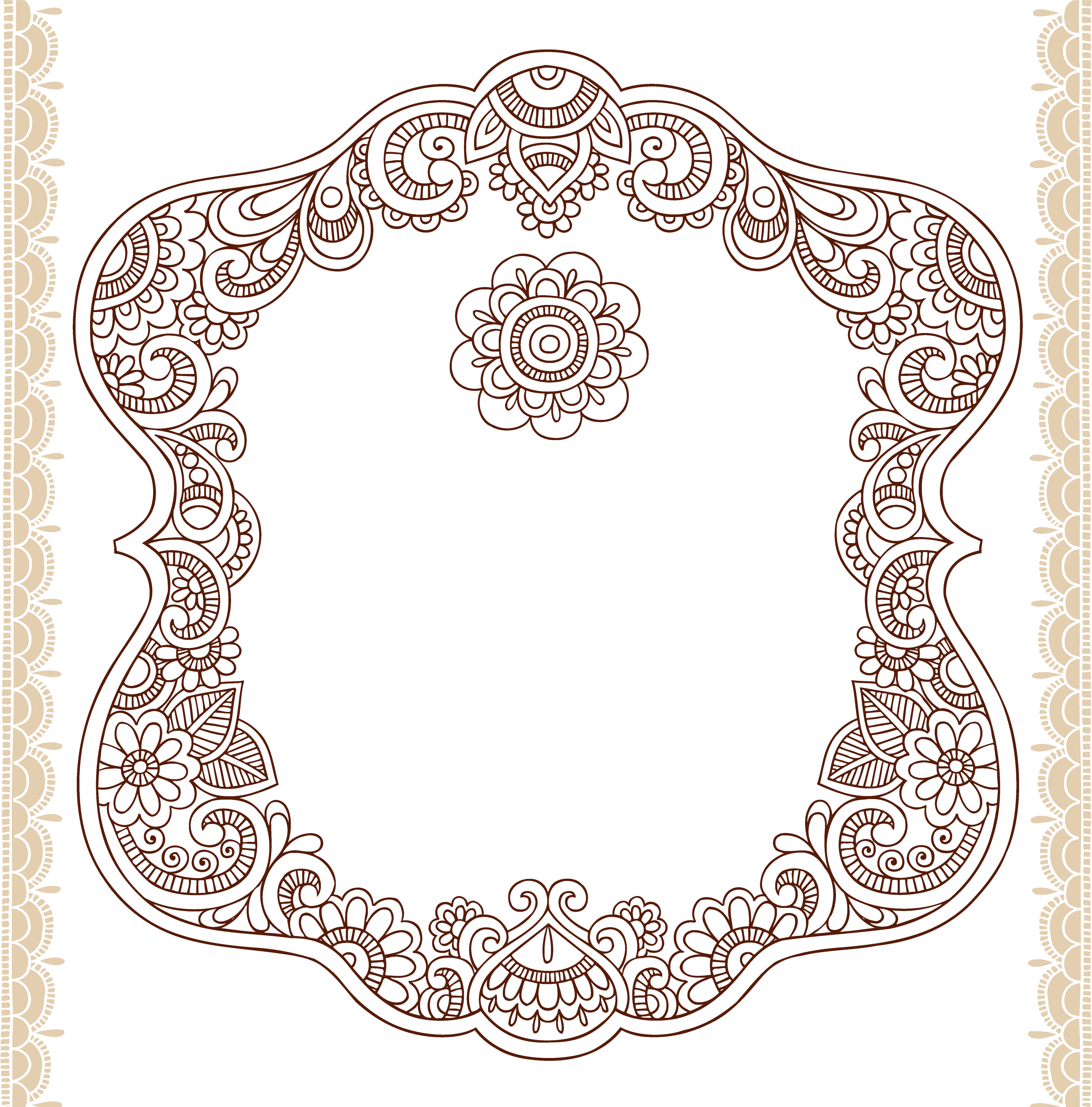 Tattoo Material Ham Pattern Henna Illustration Vector - Frame Henna Design, HD Png Download - Transparent PNG Free Download