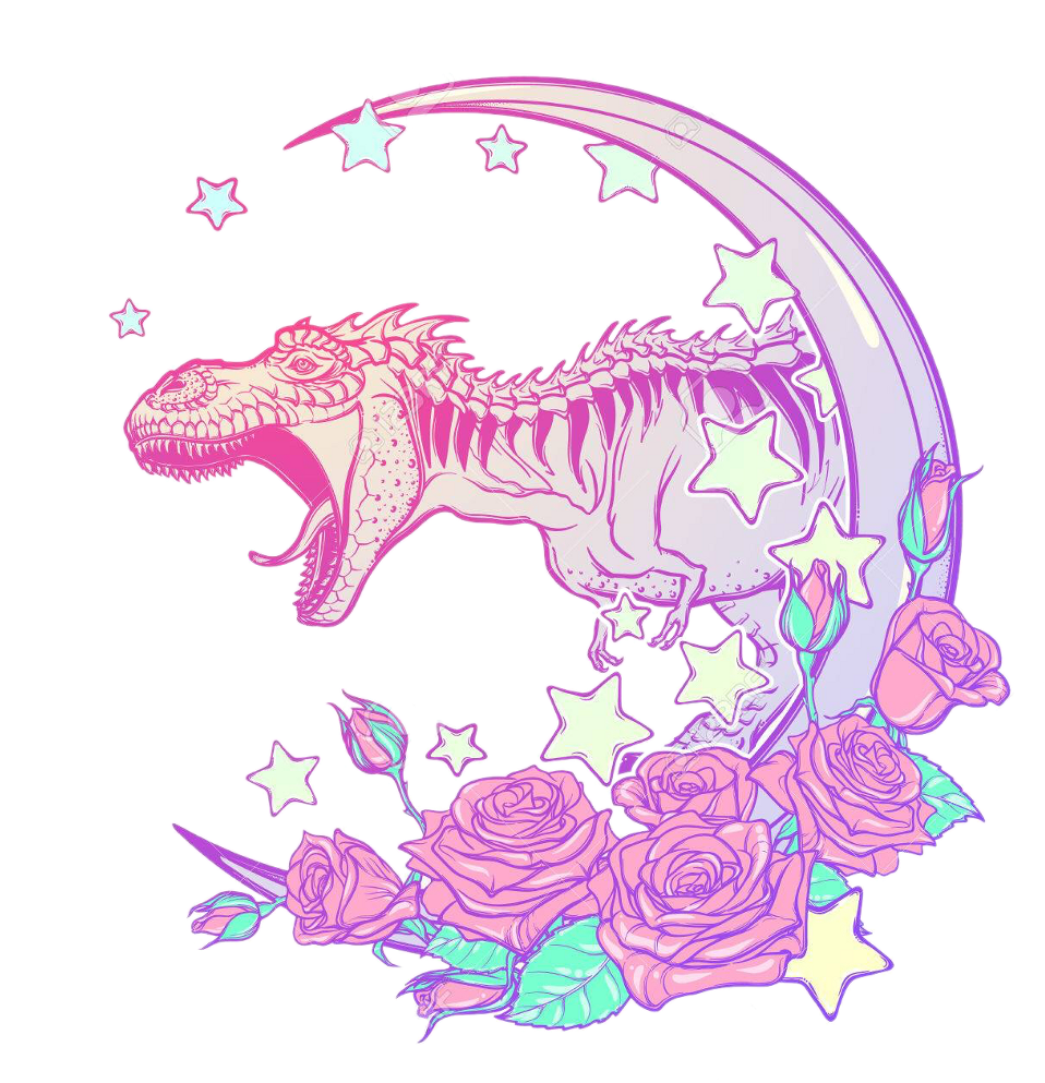 Pastel Pastelgoth Dinosaur Moon Roses Stars Sticker - Pastel Goth T Rex, HD Png Download - Transparent PNG Free Download