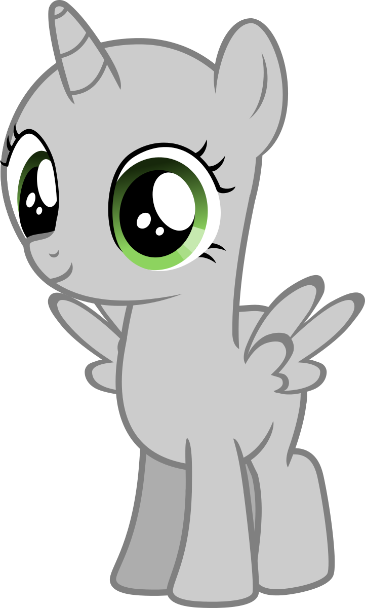 Cute Grey Cartoon Pegasus With Big Green Eyes Tattoo - Mlp Base Filly Transparent Background, HD Png Download - Transparent PNG Free Download