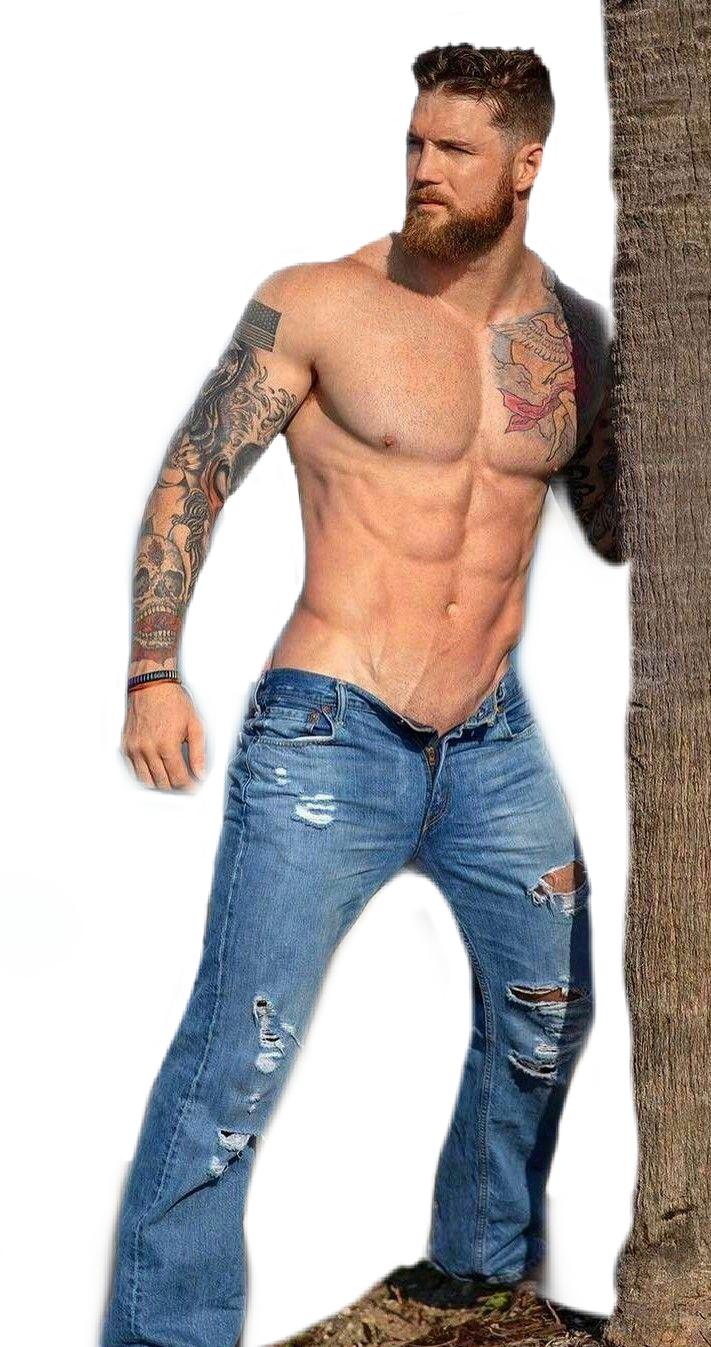 #guy #dude #man #hot #sexy #handsome #tats #tattoo - Hot Sexy Men With Jean, HD Png Download - Transparent PNG Free Download