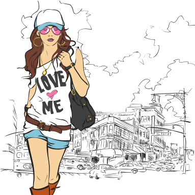 City Life Girl Fashion Illustration Free Vectro Png - Backbenchers - 3 Days Of Summer - Free Transparent PNG Clipart Images Download. - Transparent PNG Free Download