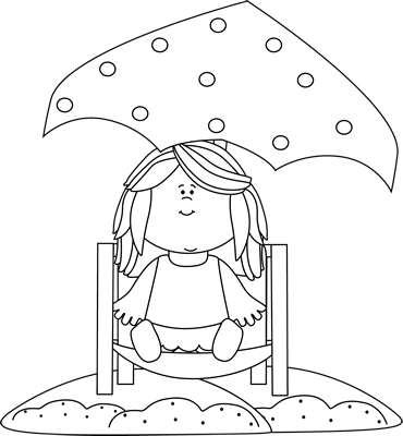 Black And White Girl On The Beach Clip Art - My Cute Graphics Summer Black And White - Free Transparent PNG Clipart Images Download. - Transparent PNG Free Download