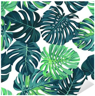 Vector Seamless Pattern With Green Monstera Palm Leaves - Grønne Blade Tapet - Free Transparent PNG Clipart Images Download. - Transparent PNG Free Download