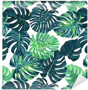 Vector Seamless Pattern With Green Monstera Palm Leaves - Grønne Blade Tapet - Free Transparent PNG Clipart Images Download. - Transparent PNG Free Download