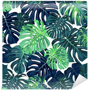 Green Vector Pattern With Monstera Palm Leaves On Dark - Monstera Palm Leaves Background - Free Transparent PNG Clipart Images Download. - Transparent PNG Free Download