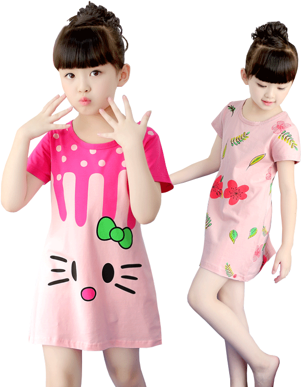 Girls Cotton Nightdress Summer Baby Pajamas Set Thin - Child - Free Transparent PNG Clipart Images Download. - Transparent PNG Free Download
