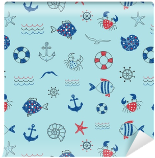 Doodle Vector Sea Background With Fish, Crab, Starfish, - Marine Life Doodle - Free Transparent PNG Clipart Images Download. - Transparent PNG Free Download