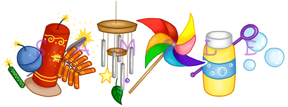 Summer Fun Fireworks, Wind Chime, Pinwheel, Bubbles - Summer Fun Fireworks, Wind Chime, Pinwheel, Bubbles - Free Transparent PNG Clipart Images Download. - Transparent PNG Free Download