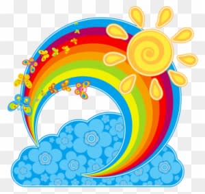 Summer Landscape With Rainbow, Butterflies And Flowers - Imagens De Arco Iris Clipart - Free Transparent PNG Clipart Images Download. - Summer Transparent PNG Free Download