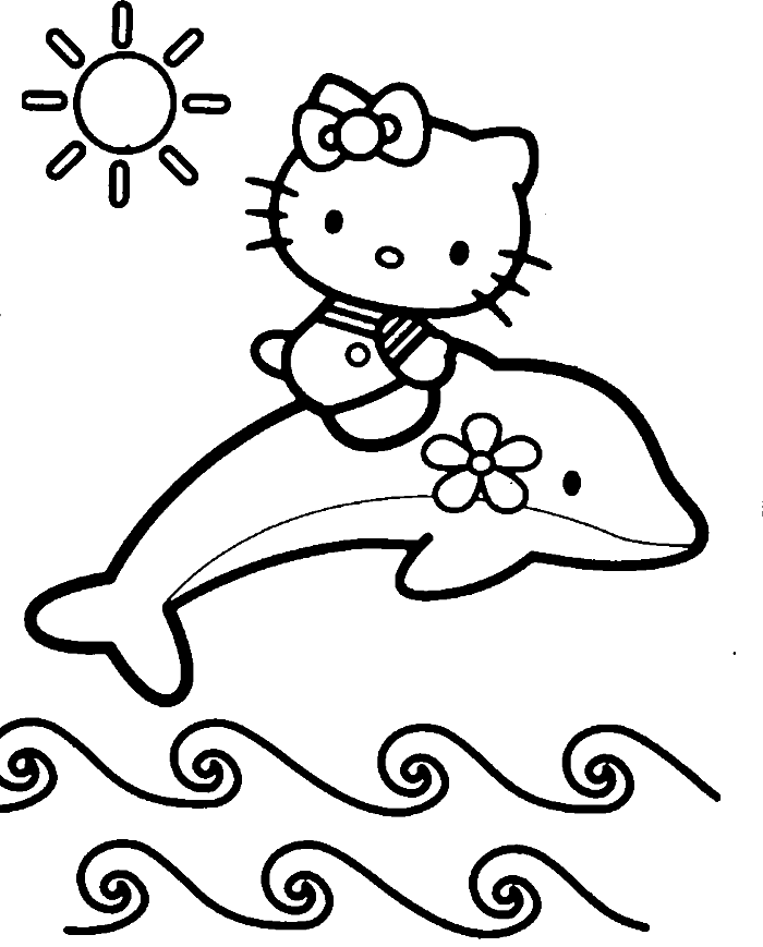 Hello Kitty At The Beach Summer Coloring Picture For - Baby Dolphin Coloring Sheet - Free Transparent PNG Clipart Images Download. - Transparent PNG Free Download