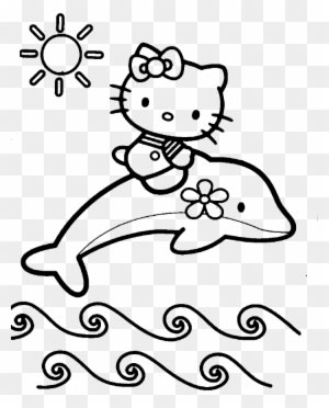 Hello Kitty At The Beach Summer Coloring Picture For - Baby Dolphin Coloring Sheet - Free Transparent PNG Clipart Images Download. - Transparent PNG Free Download